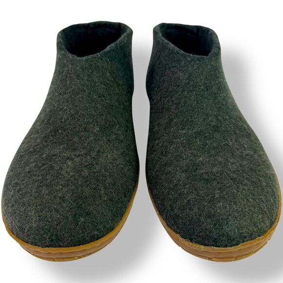 Glerups Wool Slip On Shoes Slippers Loafers Forest Green Honey Rubber 46 / 12 - Picture 7 of 12